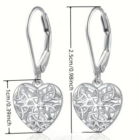 Filigree Heart Drop Earrings - Picture 2 of 3